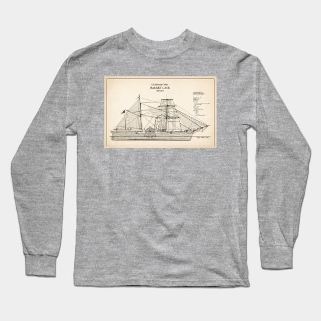 United States Revenue Cutter Harriet Lane - SD Long Sleeve T-Shirt by SPJE Illustration Photography